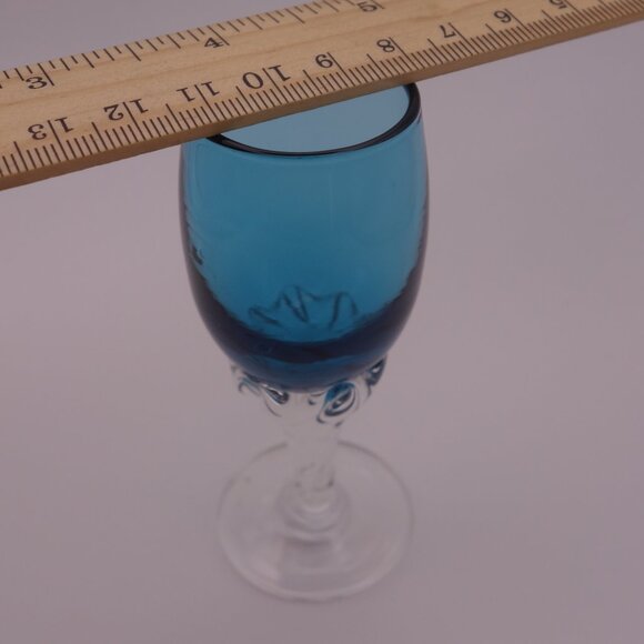 Set of Three(3) Blue Glass Very Small Glasses - Picture 5 of 13